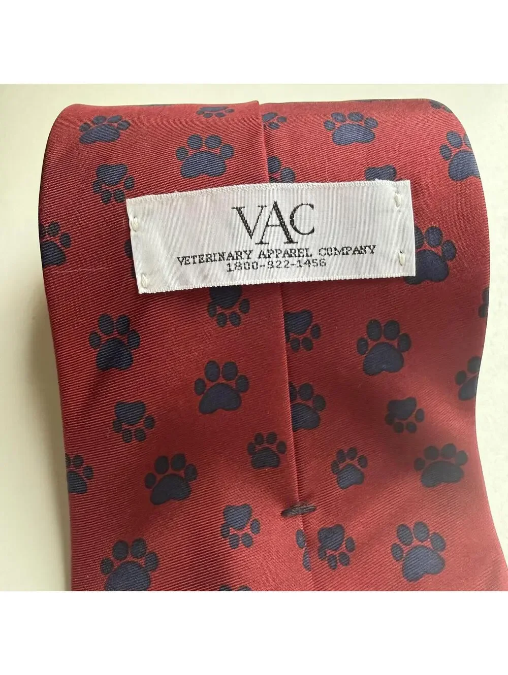 VAC Veterinary Apparel Company Paw Print Tie Red Blue Dog Vet Novelty Necktie